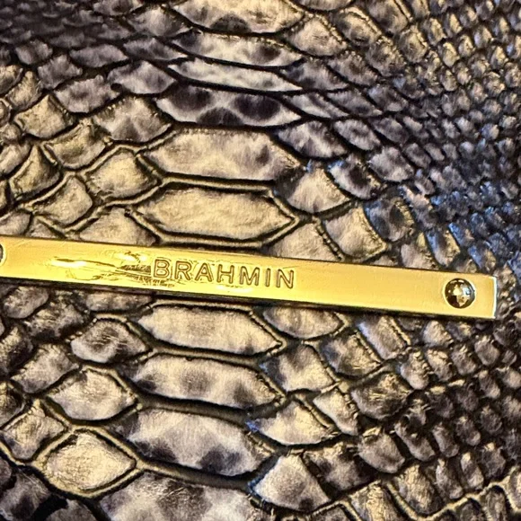 Brahmin Snakeskin Black and Gray Tote - Picture 2 of 8